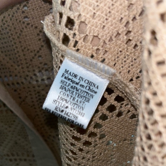 Desert Sand Open Crochet Button Up Short Sleeve Top - Picture 5 of 10